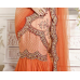 Dazzling Orange Colored Embroidered Net Art Silk Lehenga Saree